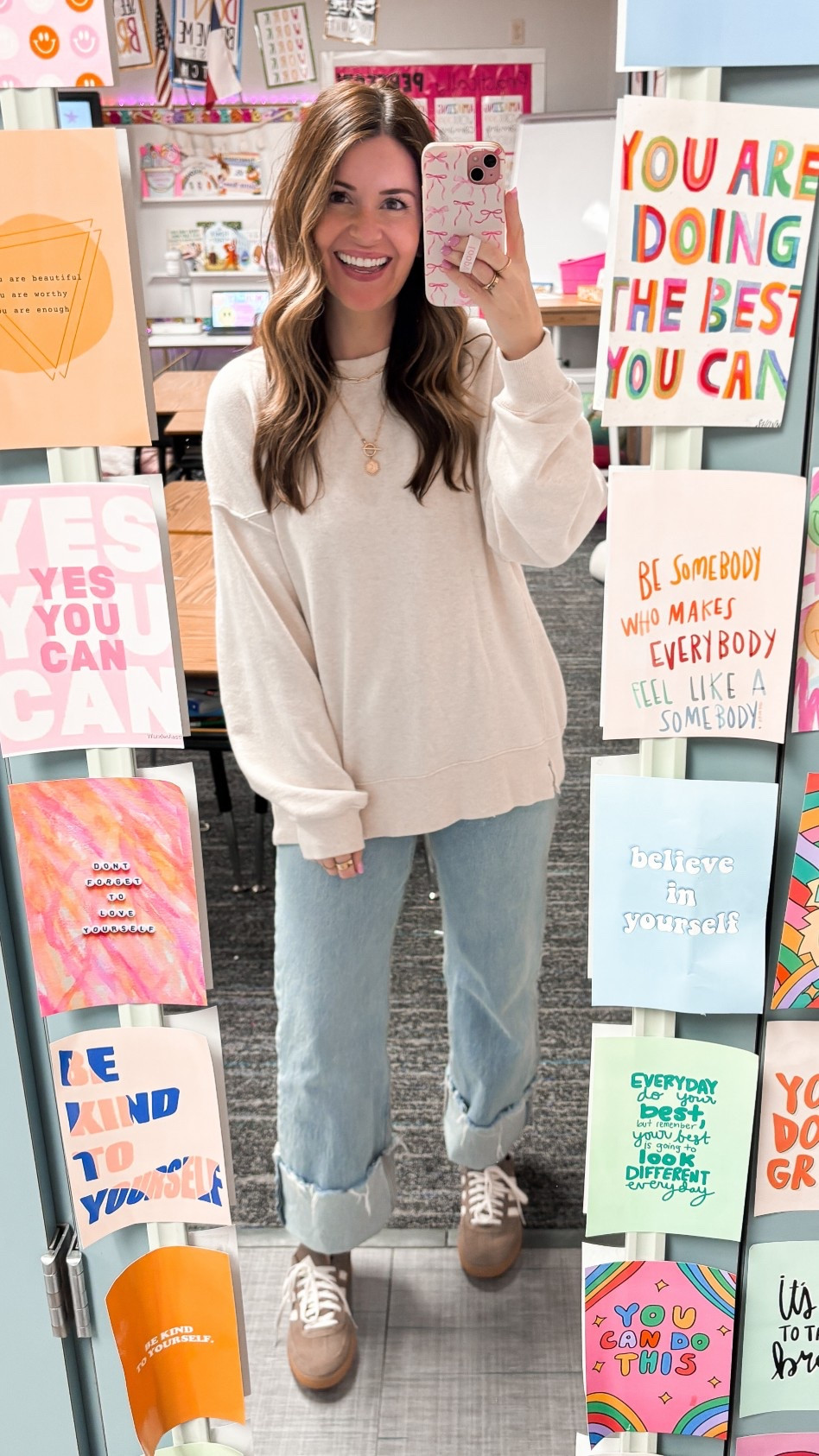 Aerie sweatshirt//XS
Abercrombie denim//27 regular (cuffed) 
Adidas size down 1/2 size! 

Teacher, spring, comfort, casual 

#LTKootd #LTKxAerie #LTKSaleAlert