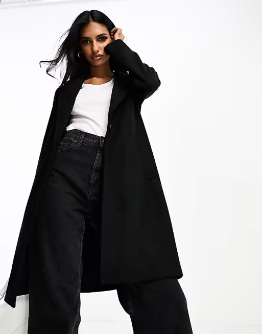 Stradivarius tailored pea coat in black | ASOS (Global)