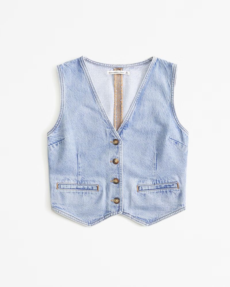 Women's The A&F Mara Denim Vest | Women's New Arrivals | Abercrombie.com | Abercrombie & Fitch (US)