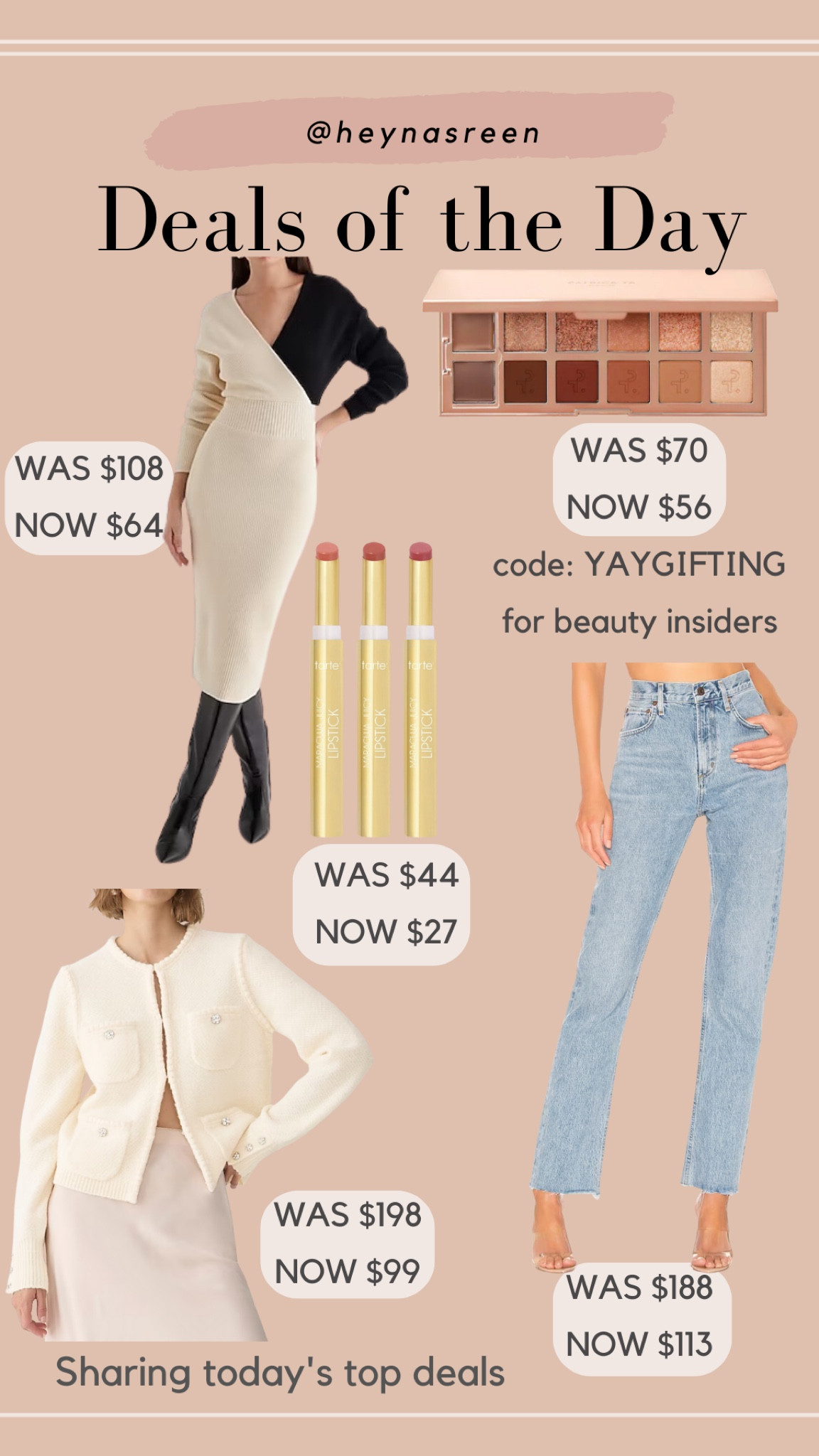 Daily deals on Express dress, Patrick Ta eye palette, Agolde jeans, Tarte juicy lip trio, J.Crew lady jacket 

#LTKsalealert