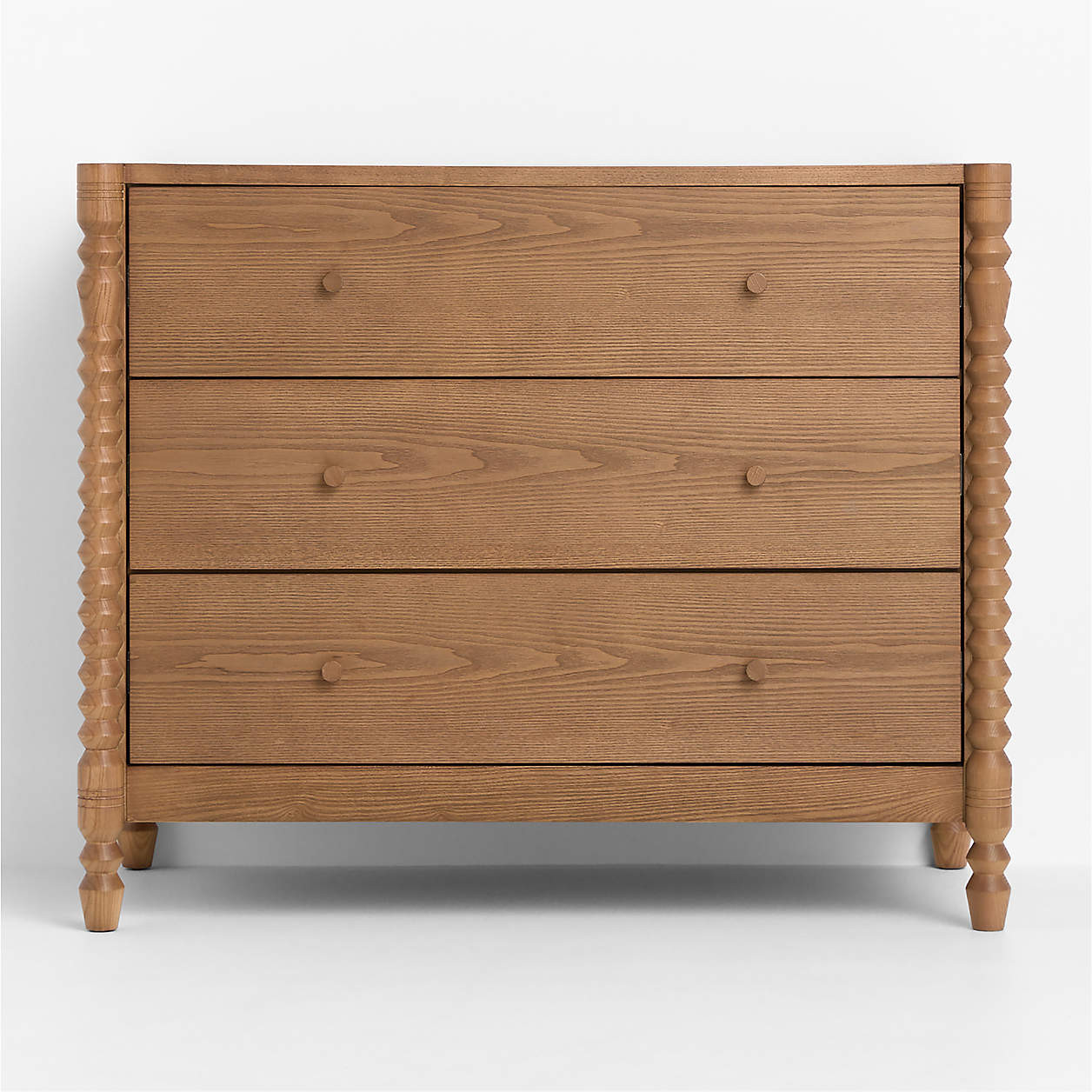Jack 39" Hazelnut Ash Wood Narrow 3-Drawer Kids Dresser + Reviews | Crate & Kids | Crate & Barrel