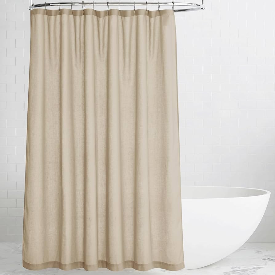 KGORGE Linen Shower Curtain - Semi Sheer Lightweight Button Hole Half Privacy Quick Dry Shower Cu... | Amazon (US)