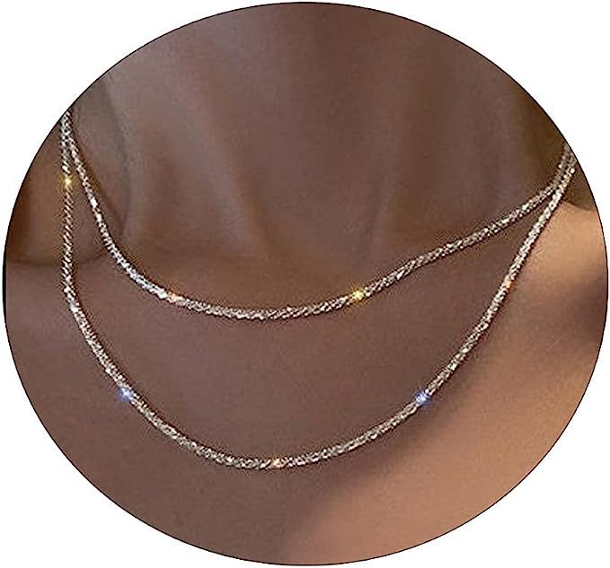 Feskive Layered Necklaces for Women Silver Plated Dainty Snake Twist Rope Delicate Layered Neckla... | Amazon (US)