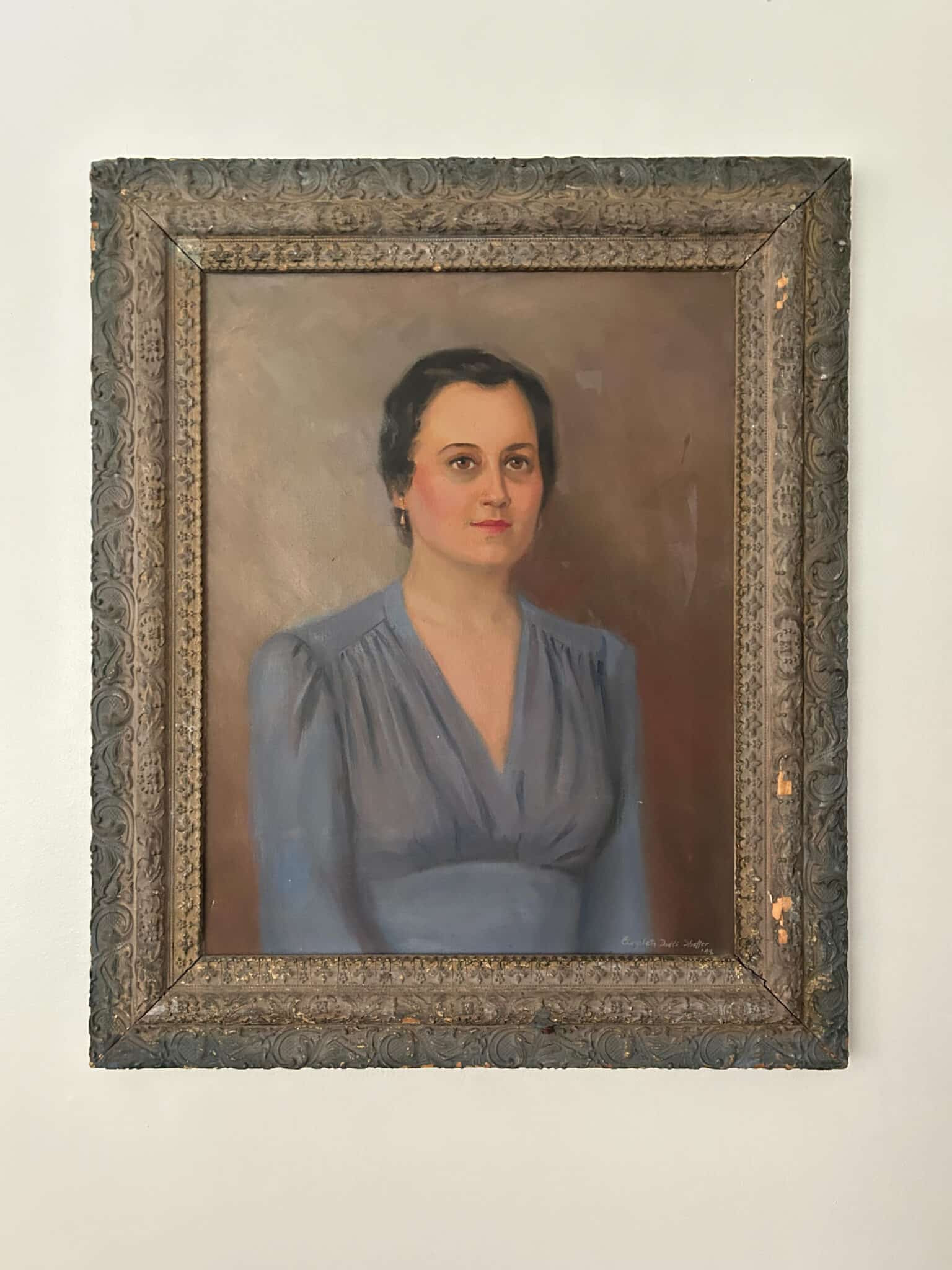 Framed Regal Woman Portrait Oil Painting | Vintage Keepers