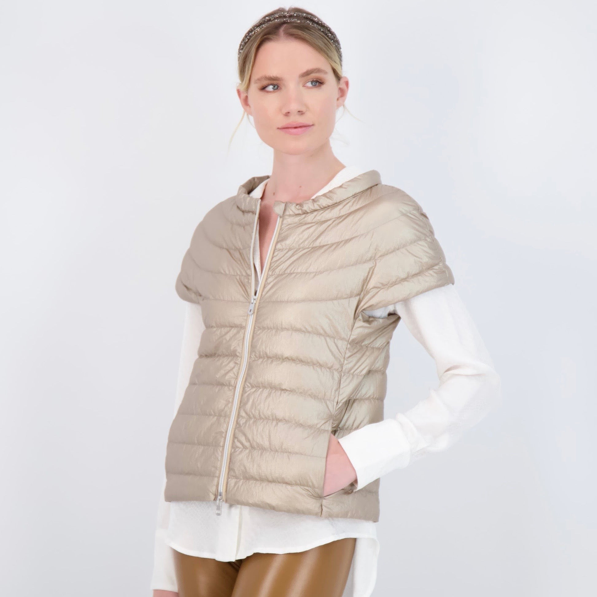 The St Ives Down Vest - Metallic | Cotes of London