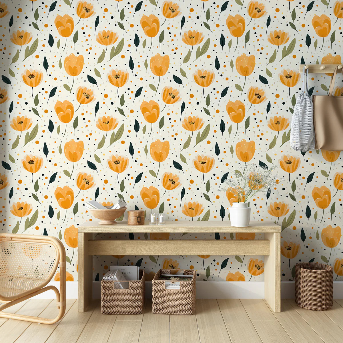 Yellow Tulip Wallpaper | Vesta Baby