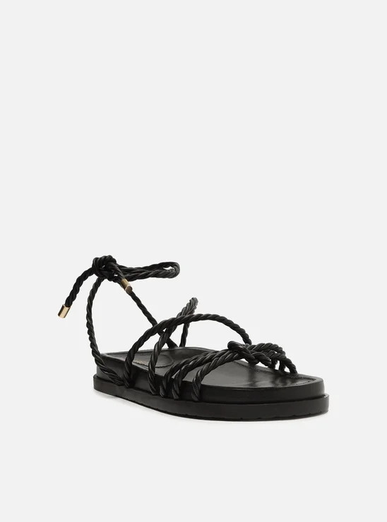 Sandália Flatform Preta Arezzo Tiras Torcidas | ZZ Mall (BR)