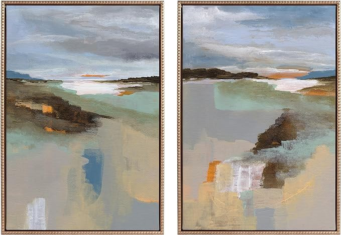 Kate and Laurel Sylvie Beaded Big Sur I and II Vintage Framed Canvas Wall Art Set by Nikita Jariw... | Amazon (US)