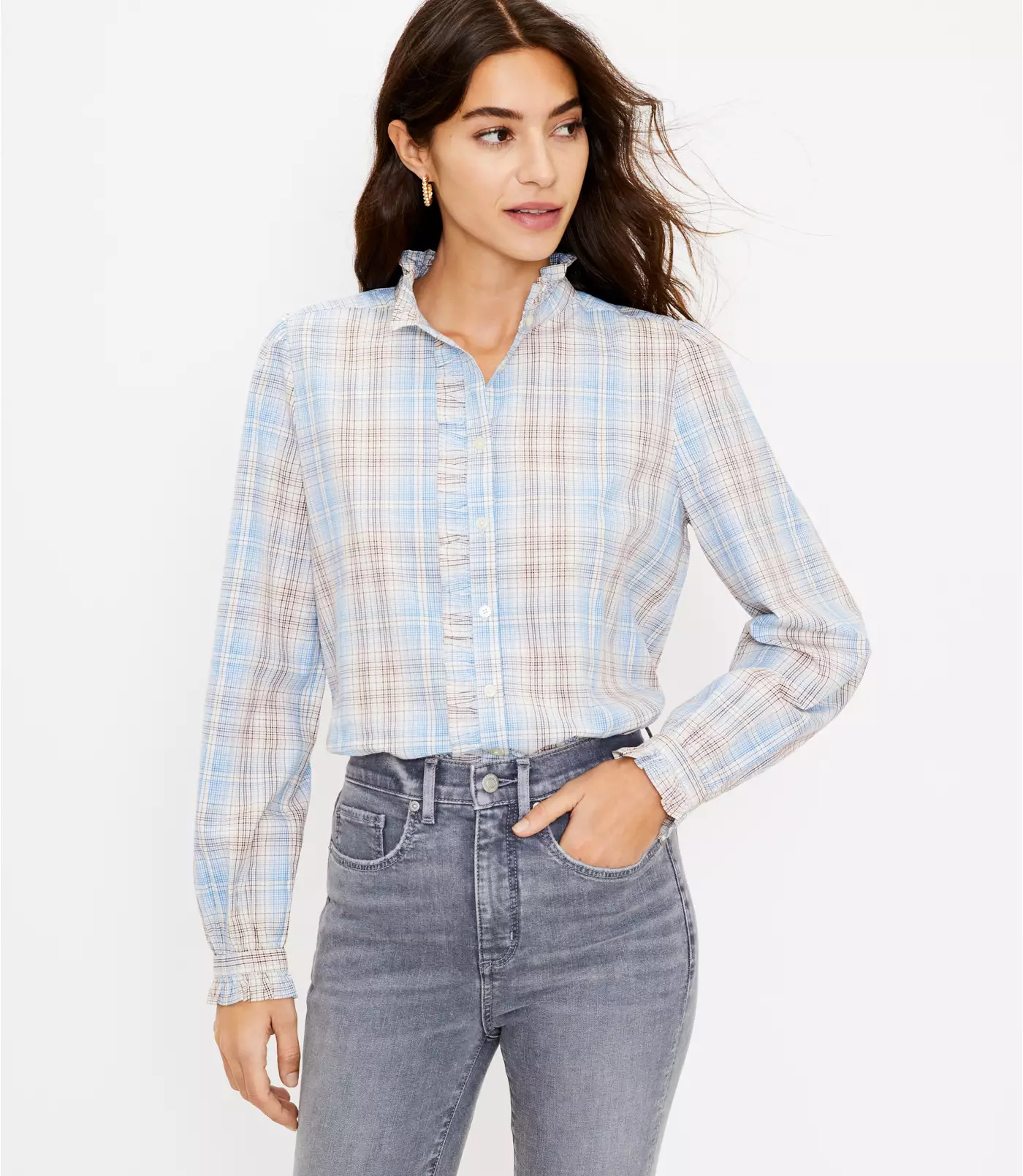 Plaid Ruffle Shirt | LOFT | LOFT