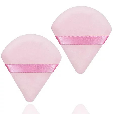 2 Pcs Triangle Makeup Powder Puff for Face Powder Soft Triangle Velour Powder Puff Reusable Triangle Powder Pad Pressed Applicator for Under Eyes and Face Corners Loose Setting Powder (Pink+Pink) | Walmart (US)