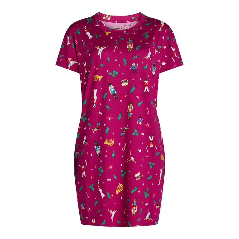 Joyspun Women’s Print Sleep Shirt with Short Sleeves, Sizes S/M-2X/3X | Walmart (US)
