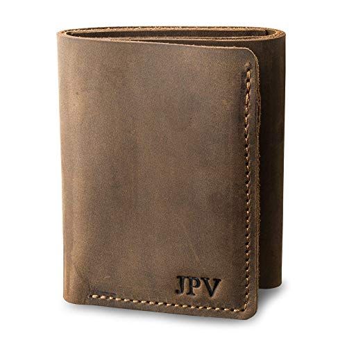 Amazon.com: PEGAI Personalized 100% Leather Trifold Wallet For Men, Handmade, Slim, Minimalist Desig | Amazon (US)