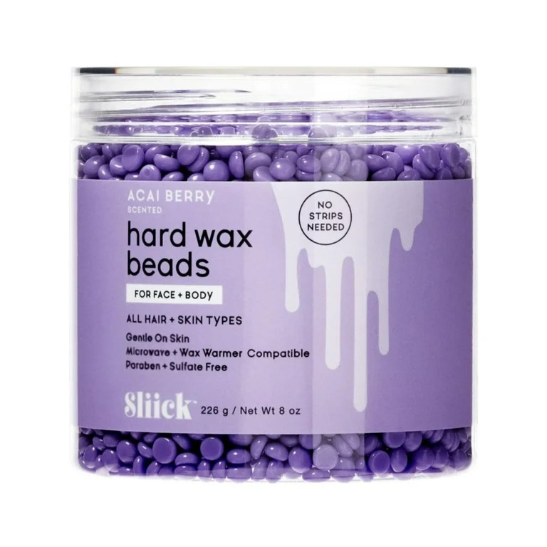Sliick Acai Berry Hard Wax Beads Kit For At Home Face and Body Hair Removal, 8 oz | Walmart (US)