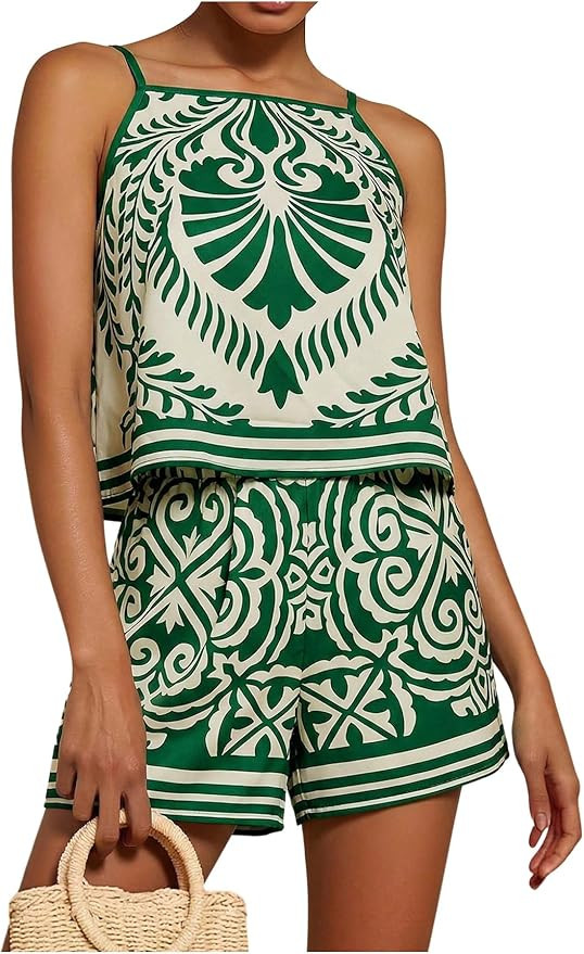 MakeMeChic Women's 2 Piece Sets 2026 Summer Matching Lounge Short Set Tropical Resort Travel Vaca... | Amazon (US)