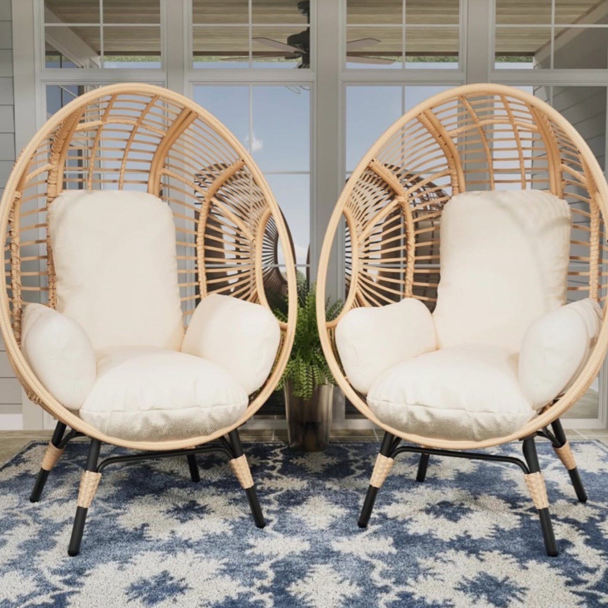 2 pcs Oversized Wicker Egg Chair Outdoor Indoor - Rattan Patio Egg Lounge Chairs with Cushion #ltkfurniture

#LTKSaleAlert #LTKHome