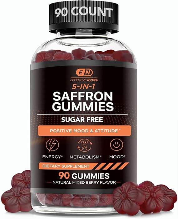 Effective Nutra Saffron Gummies | Sugar-Free Supplement with Vitamin D2, Passion Flower, St. John... | Amazon (US)