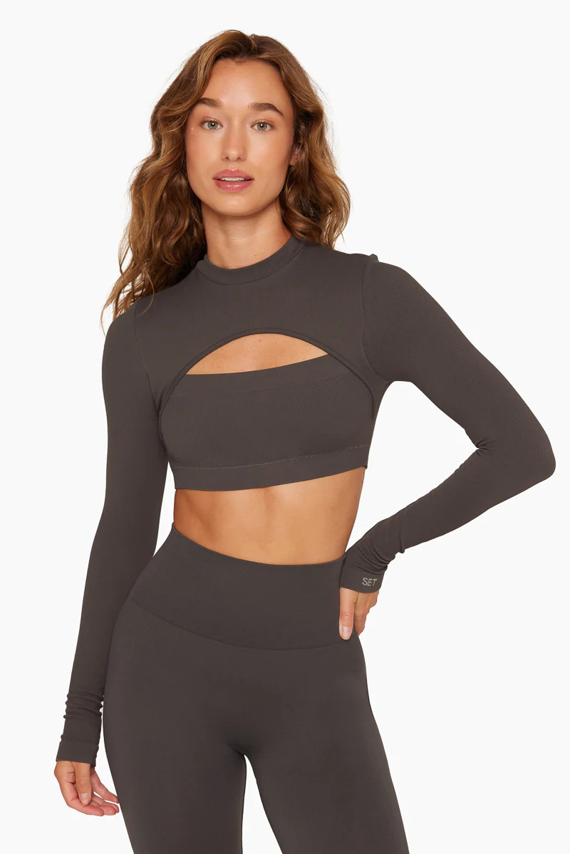 SCULPTFLEX® LONG SLEEVE CUTOUT BRA - HAZE | SET Active