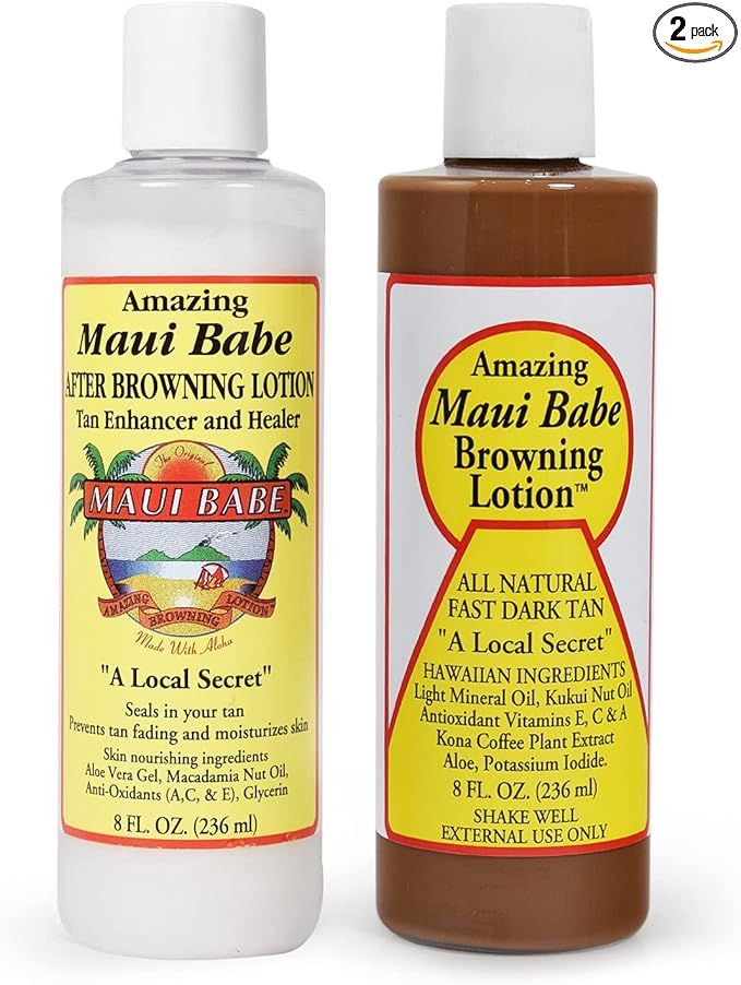 Maui Babe Before And After Browning Lotion, [2-Pack]- Before And After Sun Tan, Made In USA, 8 Ou... | Amazon (US)