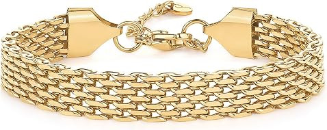 PAVOI 14K Gold Plated Chunky Chain Adjustable Bracelet for Women | Stainless Steel Lightweight Tr... | Amazon (US)