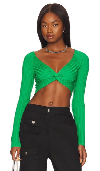 Courtney Knot Sweater in Green | Revolve Clothing (Global)