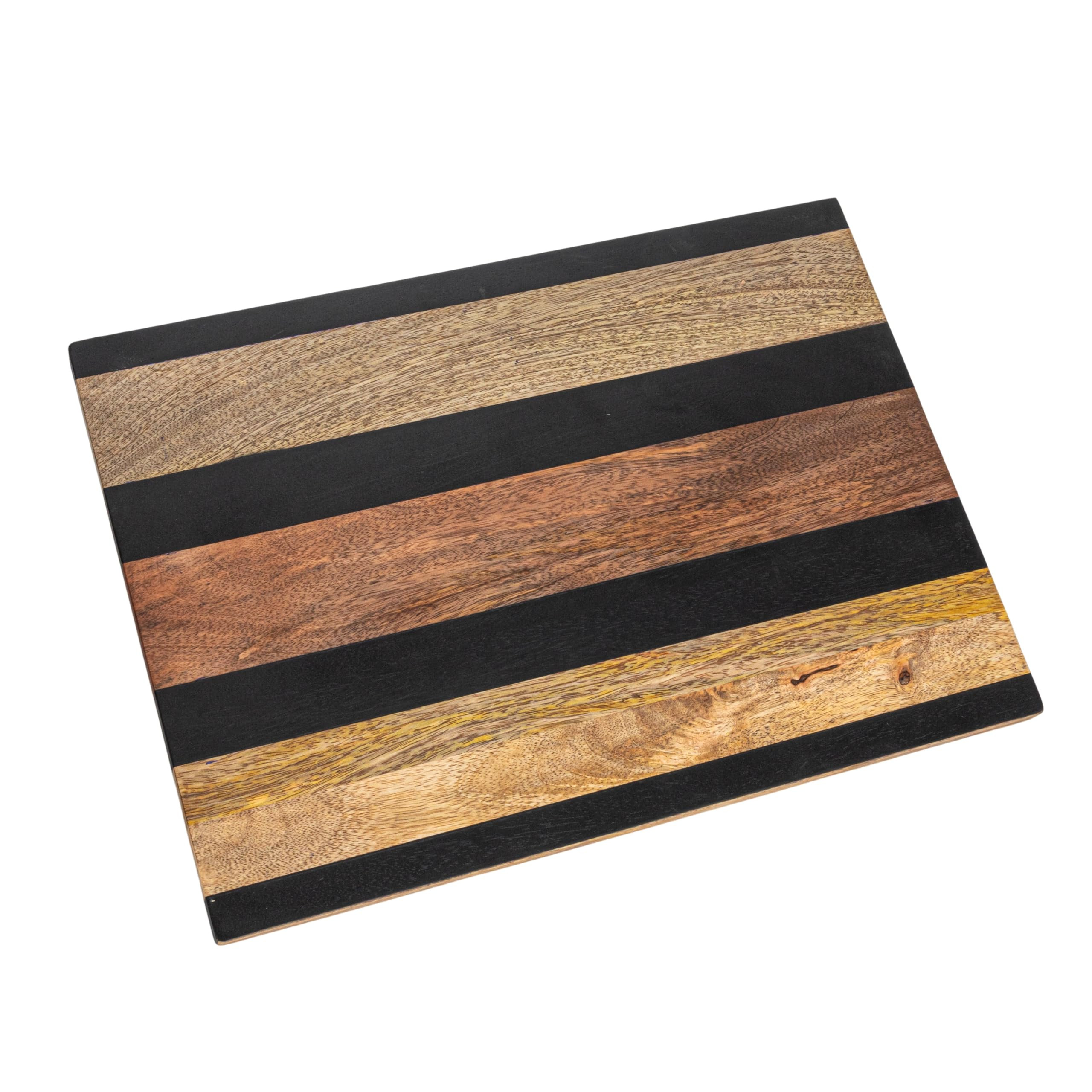 Bloomingville Rectangular Mango Wood Cheese and Cutting Board with Stripes, Natural and Black | Amazon (US)