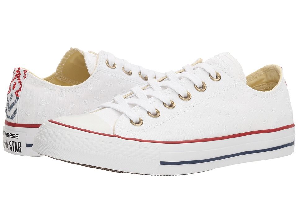 Converse - Chuck Taylor(r) All Star(r) Festival Embroidered Ox (White/Casino/White) Women's Classic Shoes | Zappos