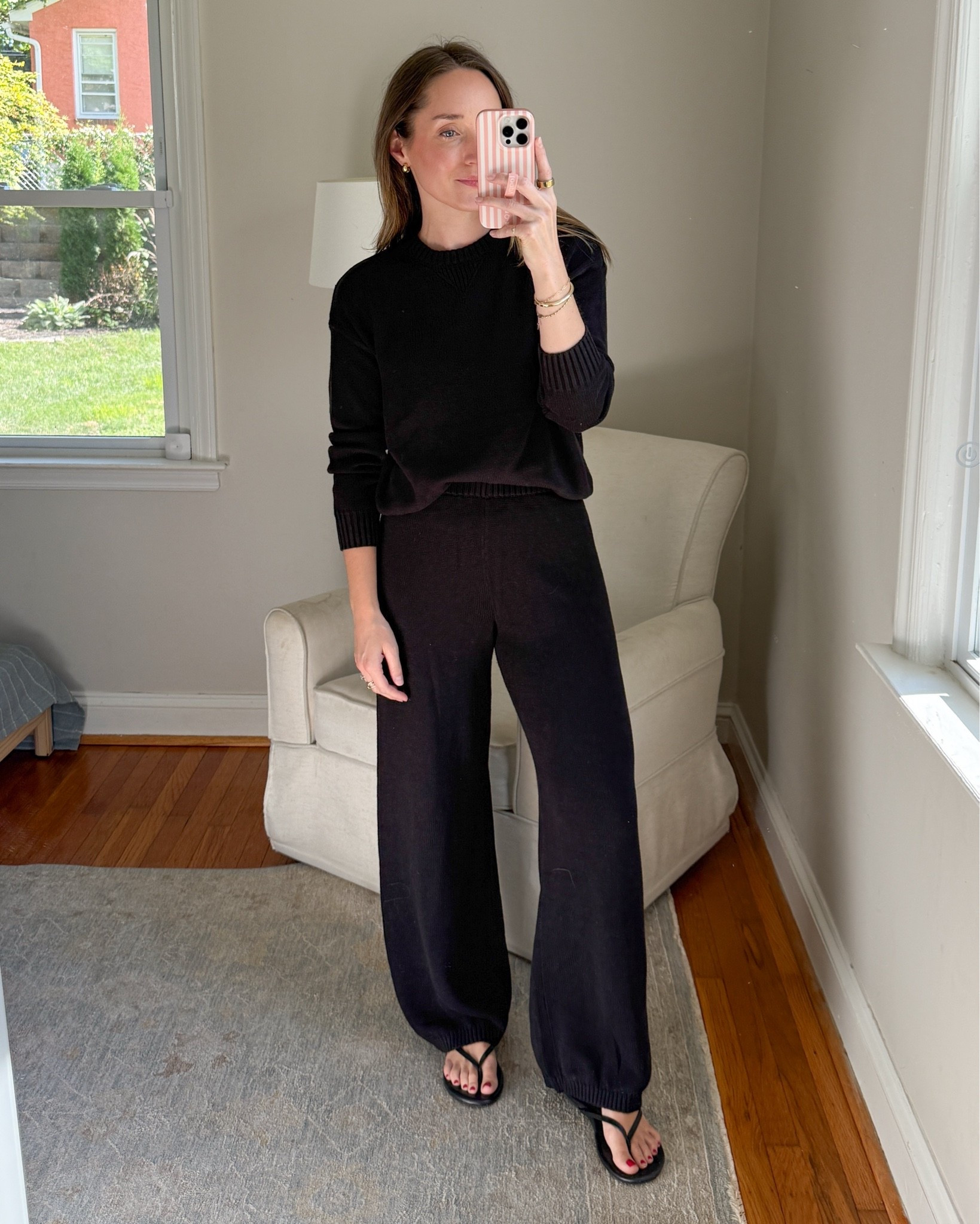 This entire set is $42! Wearing an XS top and XS bottom. Just the perfect sweater set for fall! Also comes in green. ￼