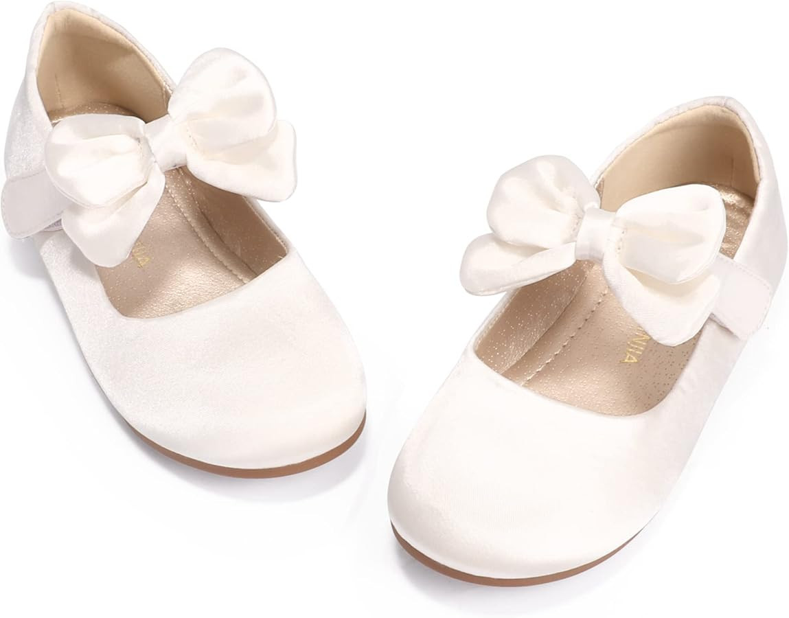 PANDANINJIA Toddler/Little Kid Girl's Angela Dress Mary Jane Ballet Flats Bow Flower Girl Wedding... | Amazon (US)