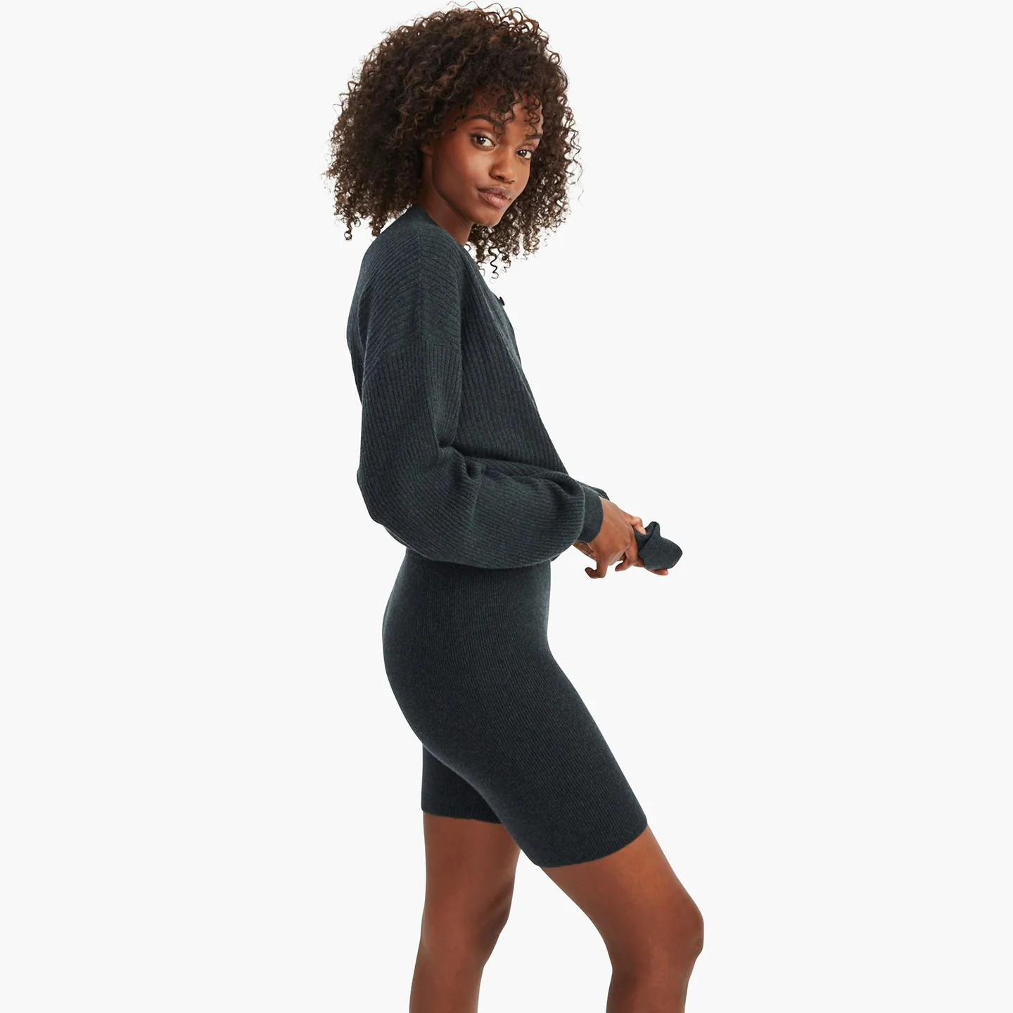 Recycled Cashmere Ribbed Biker Short | NAADAM