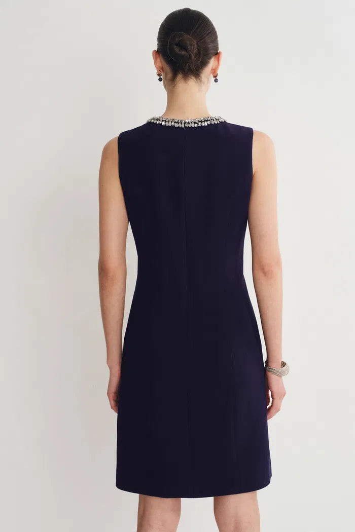 Joanne Jeweled Collar Sleeveless Dress Acetate Blend | Fabrique