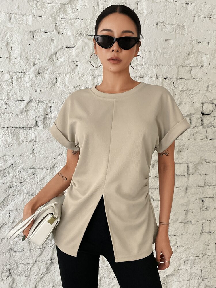 DAZY Batwing Sleeve Split Hem Tee | SHEIN