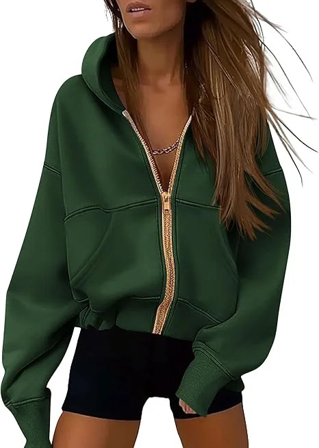 PRETTYGARDEN Women's Zip Up Hoodie Sweatshirt Y2K Fall Fashion Clothes Long Sleeve Loose Fit Pock... | Walmart (US)