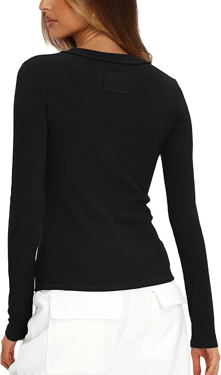 Darong Long Sleeve Shirts for Women Fall Fashion Crew Neck Basics Crop Tops Slim Fitted Y2K Tops ... | Amazon (US)