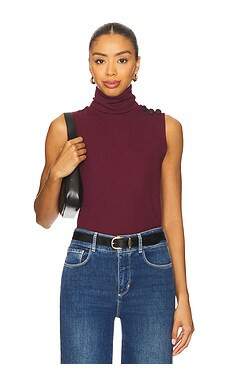 L'AGENCE Ceci Sleeveless Turtleneck Top in Dark Port from Revolve.com | Revolve Clothing (Global)