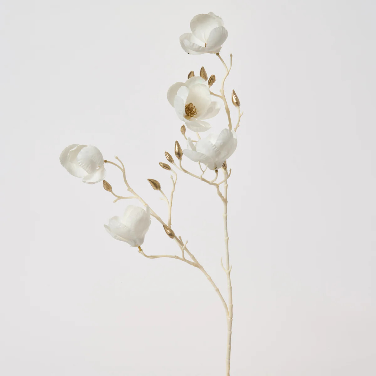 Budding Gold & White Magnolia Branch Faux Holiday Spray - 31" | Darby Creek Trading