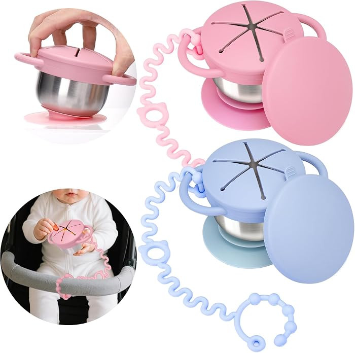 Palksky Tazas para merienda para niños pequeños de acero inoxidable, paquete de 2 contenedores ... | Amazon (US)