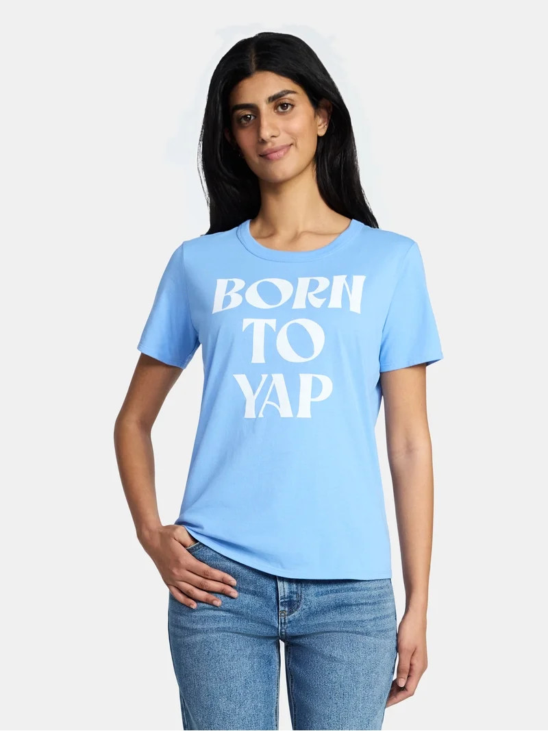 Born to Yap Women's Graphic Everyday Tee with Short Sleeves, Sizes XXS-XXL | Walmart (US)