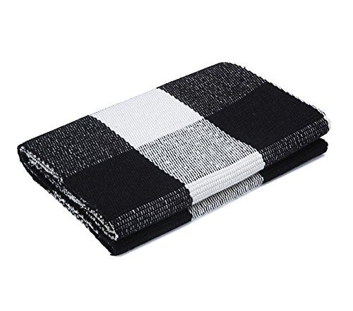 100% Cotton Black and White Plaid Rugs Cotton Hand-woven Checkered Carpet Washable Non-skid Kitchen  | Amazon (US)