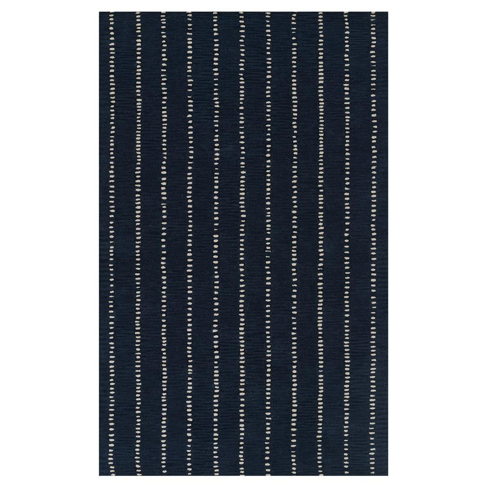 Tristan Modern Classic Navy Blue Wool Striped Patterned Rug - 3'6"x5'6" | Kathy Kuo Home