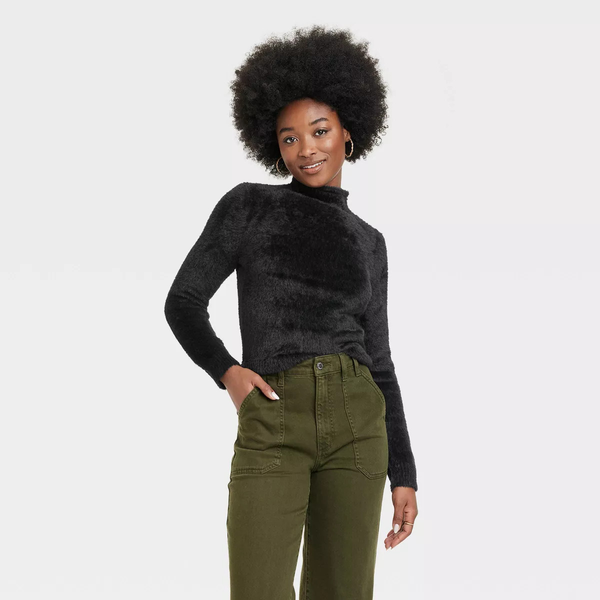 Women's Fuzzy Mock Turtleneck Pullover Sweater - Universal Thread™ | Target