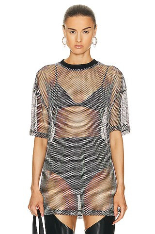 Crystal Mesh Oversized T-shirt | FWRD 