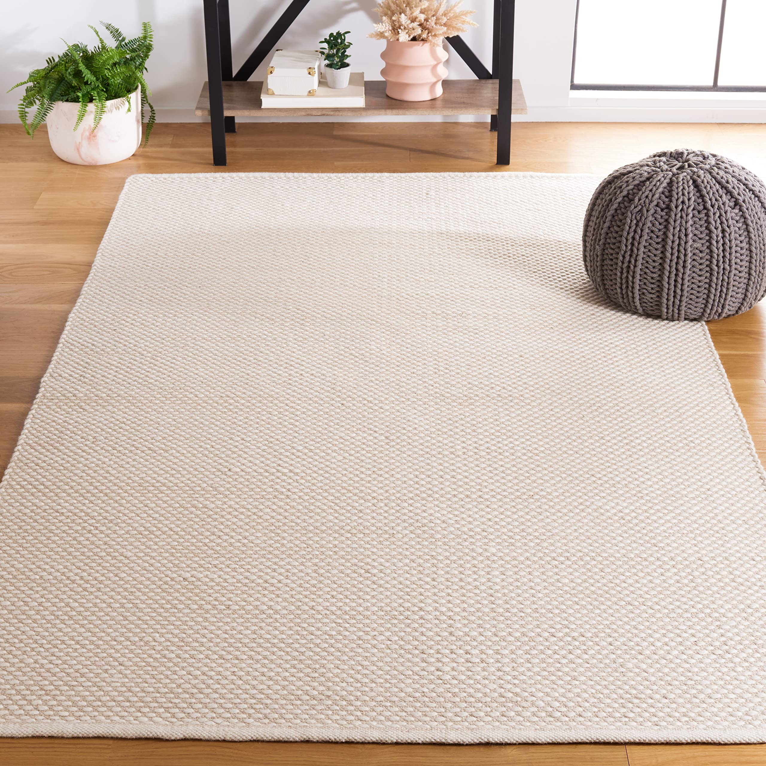 SAFAVIEH Vermont Collection Area Rug - 6' Square, Ivory, Handmade Wool & Cotton, Ideal for High T... | Amazon (US)