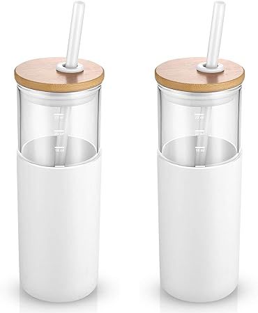 Tronco 24oz Glass Tumbler Glass Water Bottle Straw Silicone Protective Sleeve Bamboo Lid - BPA Fr... | Amazon (US)