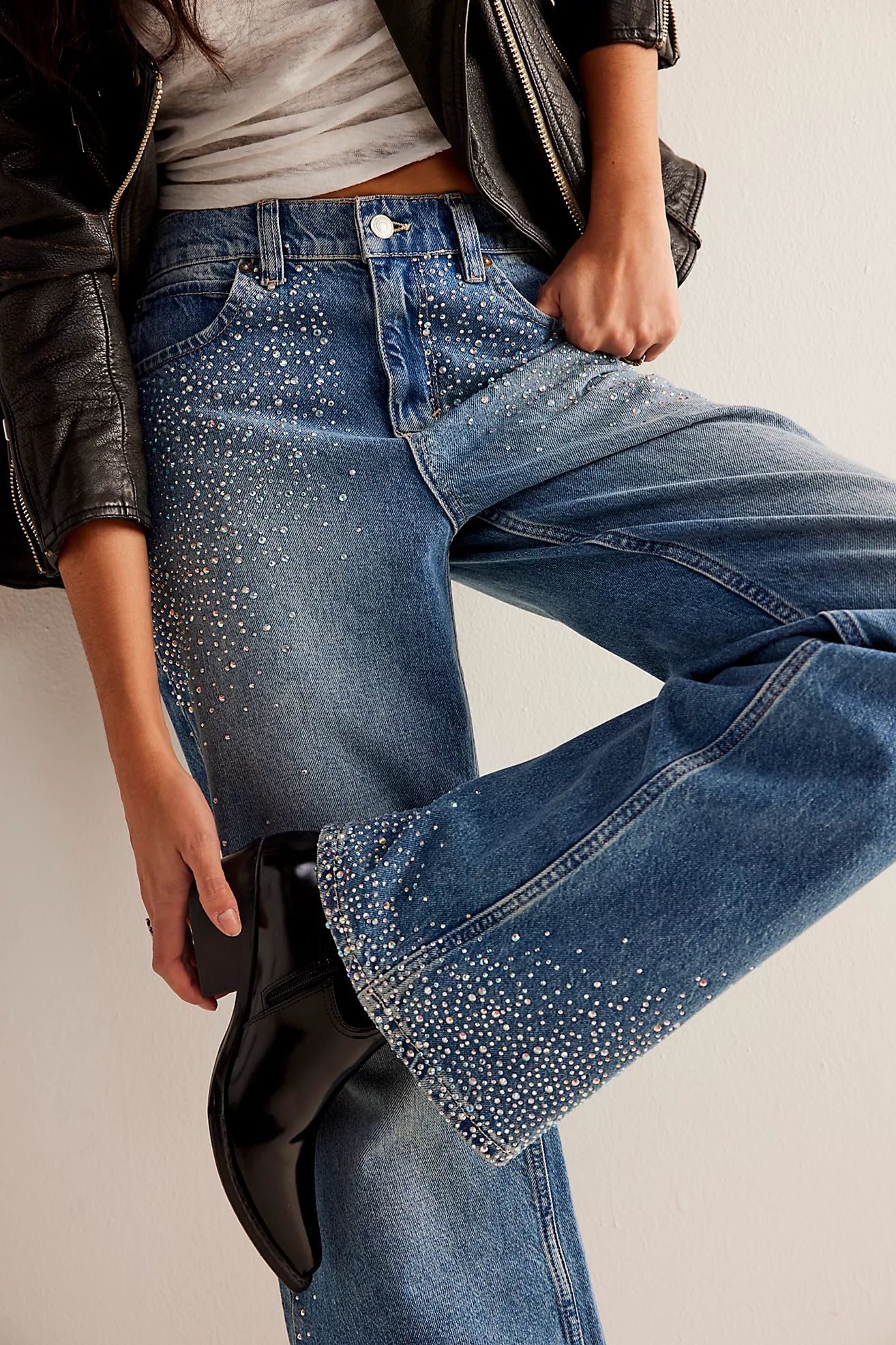 We The Free Tinsley Studded Baggy Jeans | Free People (Global - UK&FR Excluded)