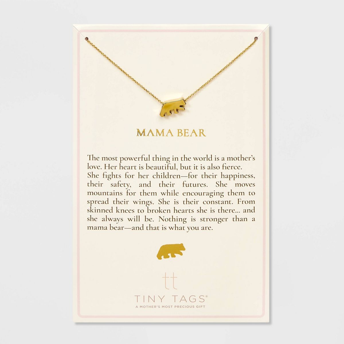 Tiny Tags 14K Gold Ion Plated Mama Bear Chain Necklace - Gold | Target