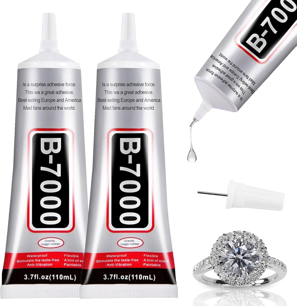 2 PCS 110ml B7000 Rhinestone Glue Clear, Bedazzling Glue for Craft, Jewelry | Amazon (US)