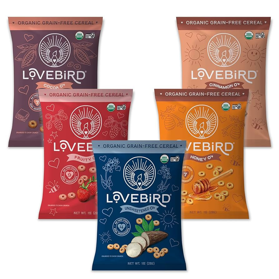 Lovebird Organic Gluten Free Cereal, Sampler Pack – Prebiotic Fiber, Gut Health, Low Sugar, Gra... | Amazon (US)