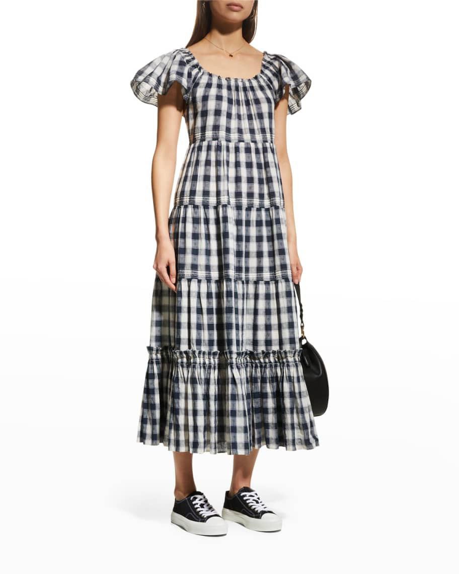 The Great The Nightingale Tiered Gingham Dress | Neiman Marcus