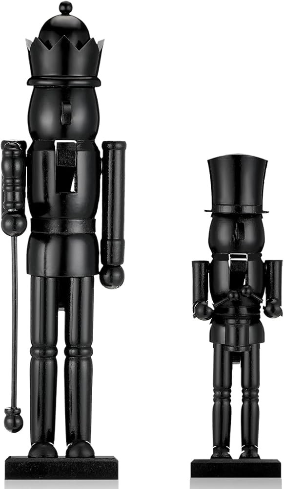 2 Pcs Christmas Nutcracker Ornaments 15'' 10'' Traditional Black Wooden Nutcracker Figures Nutcra... | Amazon (US)