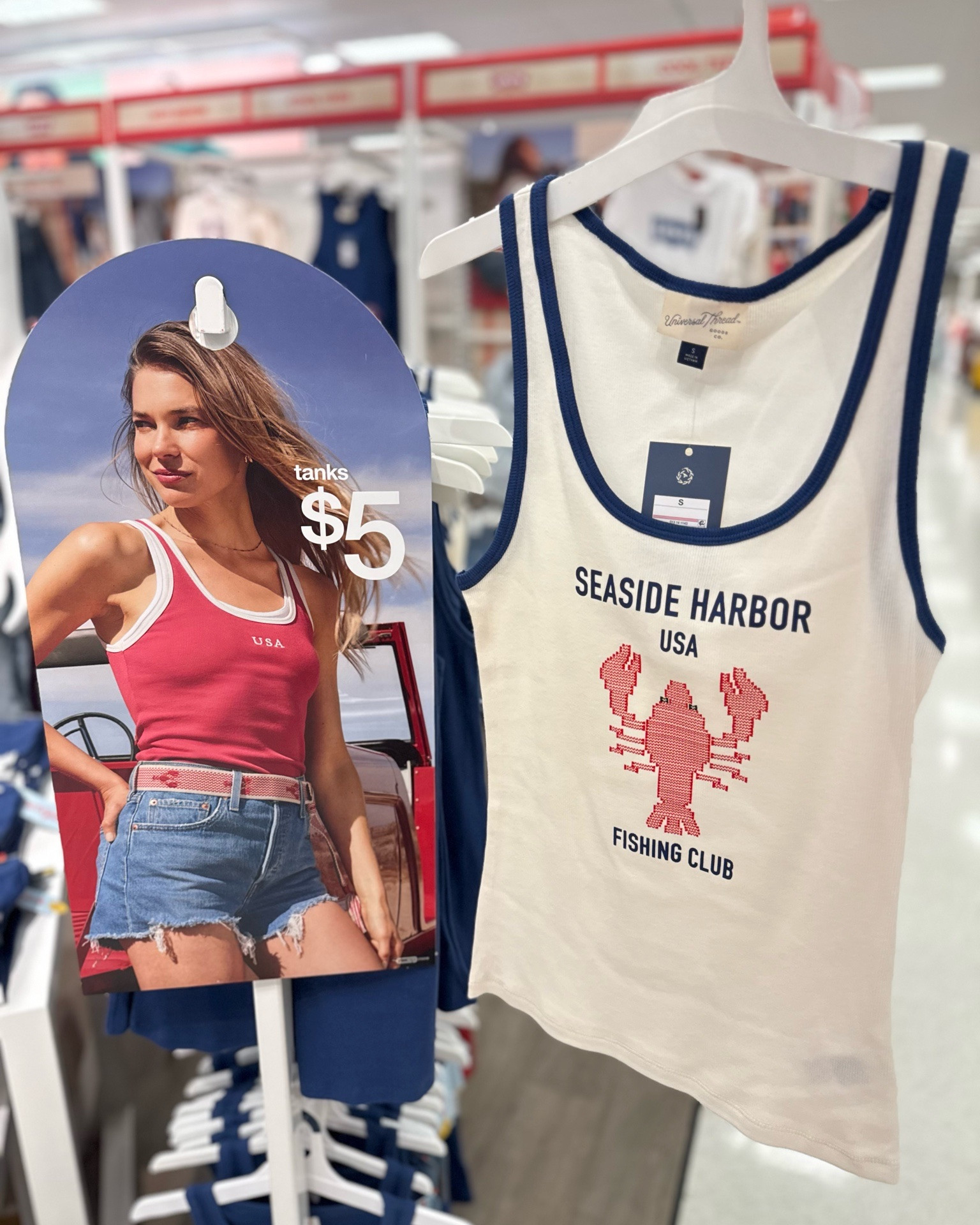 This $5 tank from Target is giving all the coastal summer vibes 🦀☀️

The navy trim and crab graphic make it perfect for beach trips, vacations, and casual summer outfits. Such a cute find for only $5! 💙✨

#LTKootd #LTKTravel #LTKSeasonal